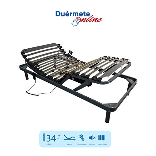 Duérmete Online - Cama Articulada Eléctrica Ergomedic, 5 Planos, Bastidor Reforzado, Suspensiones de Hytrel, Fabricada en España, 105x190