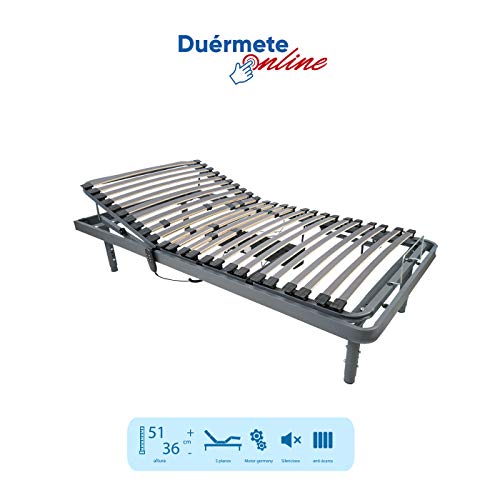 Duérmete Online - Cama Eléctrica Articulada, Bastidor Reforzado, Suspensiones de Hytrel, Patas Altura Regulable, Fabricada en España, 90x190