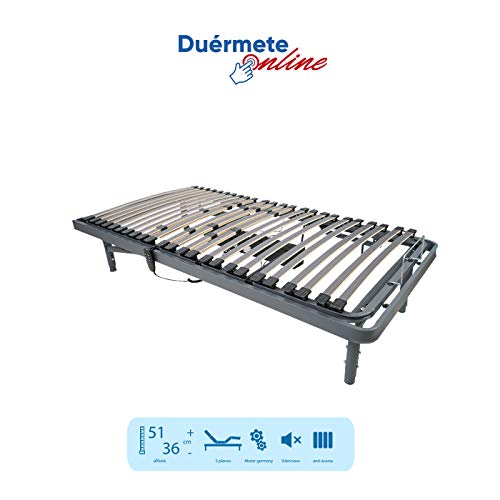 Duérmete Online - Cama Eléctrica Articulada, Bastidor Reforzado, Suspensiones de Hytrel, Patas Altura Regulable, Fabricada en España, 90x190