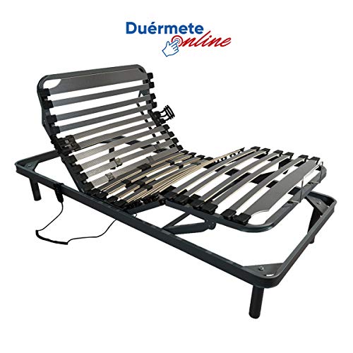 Duérmete Online - Cama Eléctrica Articulada Reforzada 5 Planos + Colchón Viscoelástico Medic Visco + Almohada Tacto Sedoso, Gris, 90x190