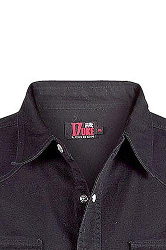 Duke London - Camisa vaquera de manga larga para hombre Negro Negro ( XL Duke London - Camisa vaquera de manga larga para hombre Negro Negro ( XL
