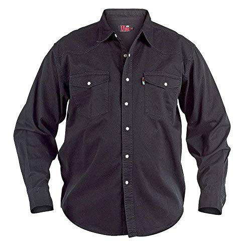 Duke London - Camisa vaquera de manga larga para hombre Negro Negro ( XL