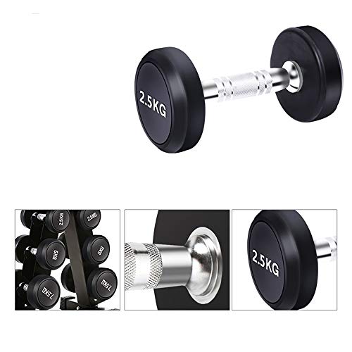 Dumbbells Mancuernas de Cabeza Redonda para Hombres, Gimnasio para el hogar 2.5 kg / 5 kg / 7.5 kg / 10 kg Mancuernas de Goma Simple/Mancuernas fijas Gimnasio dedicado