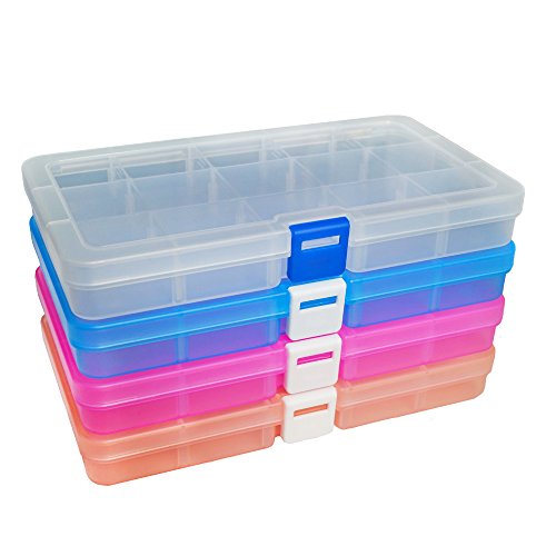 DUOFIRE Ajustable Caja de Almacenamiento de Plástico Joyería Organizador Contenedor de Herramientas (15 Compartimientos x 4, 4 Colores) DUOFIRE Ajustable Caja de Almacenamiento de Plástico Joyería Organizador Contenedor de Herramientas (15 Compartimientos x 4, 4 Colores)