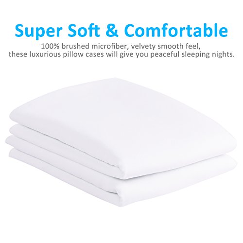 Duractron - 2 Fundas de microfibra hipoalergénica para almohada, tamaño Queen (50 x75 cm), blancas, 2 unidades Duractron - 2 Fundas de microfibra hipoalergénica para almohada, tamaño Queen (50 x75 cm), blancas, 2 unidades