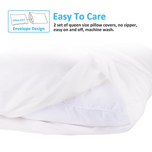 Duractron - 2 Fundas de microfibra hipoalergénica para almohada, tamaño Queen (50 x75 cm), blancas, 2 unidades Duractron - 2 Fundas de microfibra hipoalergénica para almohada, tamaño Queen (50 x75 cm), blancas, 2 unidades
