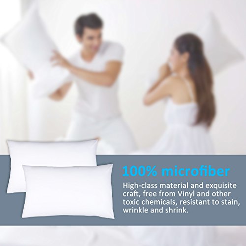 Duractron - 2 Fundas de microfibra hipoalergénica para almohada, tamaño Queen (50 x75 cm), blancas, 2 unidades Duractron - 2 Fundas de microfibra hipoalergénica para almohada, tamaño Queen (50 x75 cm), blancas, 2 unidades
