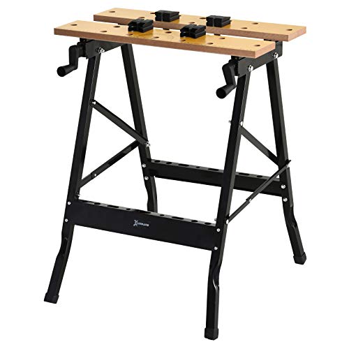 DURHAND Banco de Trabajo Plegable Mesa de Trabajo Portátil con 4 Abrazaderas Agujeros para Sierra Uso Doméstico Carpintería Hierro MDF Soporta 70 kg 56x62x75 cm Natural Negro DURHAND Banco de Trabajo Plegable Mesa de Trabajo Portátil con 4 Abrazaderas Agujeros para Sierra Uso Doméstico Carpintería Hierro MDF Soporta 70 kg 56x62x75 cm Natural Negro