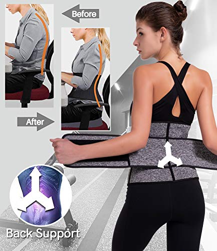 DUROFIT Mujer Cintura Entrenador Faja Reductora Adelgazante de Cintura para Body Shaper Neopreno Mujer Pérdida de Peso Waist Trainer Workout con Cremallera y cinturón mágico M Gris