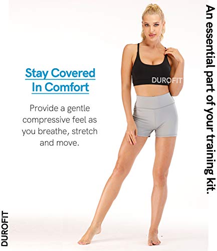 DUROFIT Pantalones Cortos Deporte Mujer Cintura Alta Mallas Shorts de Deportivas de Mujer Shorts Fitness Pantalón Corto para Correr Gris S DUROFIT Pantalones Cortos Deporte Mujer Cintura Alta Mallas Shorts de Deportivas de Mujer Shorts Fitness Pantalón Corto para Correr Gris S