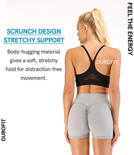 DUROFIT Pantalones Cortos Deporte Mujer Cintura Alta Mallas Shorts de Deportivas de Mujer Shorts Fitness Pantalón Corto para Correr Gris S DUROFIT Pantalones Cortos Deporte Mujer Cintura Alta Mallas Shorts de Deportivas de Mujer Shorts Fitness Pantalón Corto para Correr Gris S