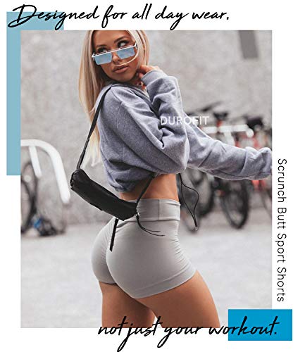 DUROFIT Pantalones Cortos Deporte Mujer Cintura Alta Mallas Shorts de Deportivas de Mujer Shorts Fitness Pantalón Corto para Correr Gris S DUROFIT Pantalones Cortos Deporte Mujer Cintura Alta Mallas Shorts de Deportivas de Mujer Shorts Fitness Pantalón Corto para Correr Gris S