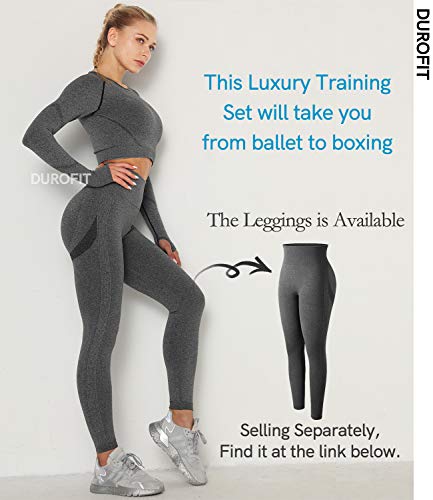 DUROFIT Yoga Gym Crop Tops Mujer con Orificio para el Pulgar Camisa Top de Manga Larga sin Costuras para Entrenamiento Correr Fitness Gris S DUROFIT Yoga Gym Crop Tops Mujer con Orificio para el Pulgar Camisa Top de Manga Larga sin Costuras para Entrenamiento Correr Fitness Gris S
