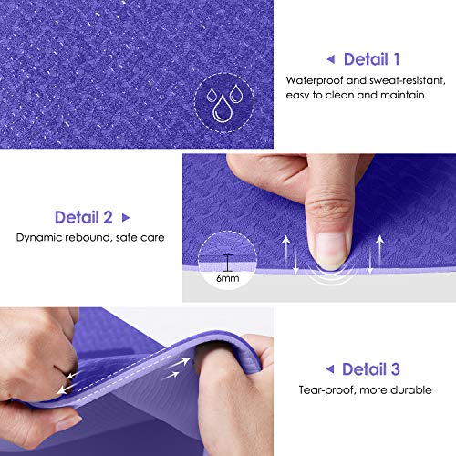 Dustgo Esterilla Yoga Antideslizante Deporte con Material ecológico TPE con líneas corporales Yoga Mat diseñado para Entrenamiento y Entrenamiento físico Dustgo Esterilla Yoga Antideslizante Deporte con Material ecológico TPE con líneas corporales Yoga Mat diseñado para Entrenamiento y Entrenamiento físico