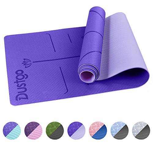 Dustgo Esterilla Yoga Antideslizante Deporte con Material ecológico TPE con líneas corporales Yoga Mat diseñado para Entrenamiento y Entrenamiento físico