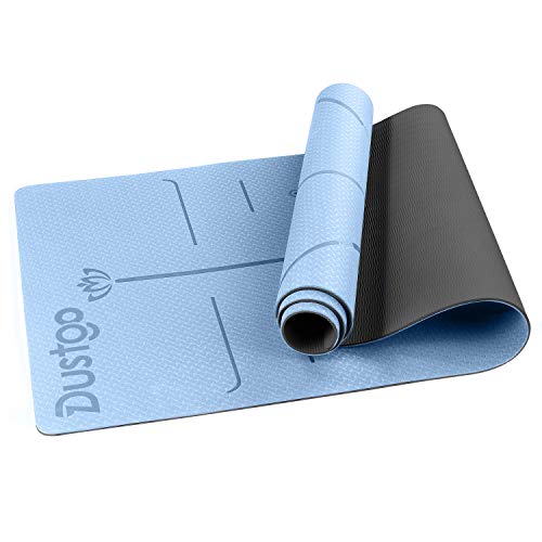 Dustgo Esterilla Yoga Antideslizante Deporte con Material ecológico TPE con líneas corporales Yoga Mat diseñado para Entrenamiento y Entrenamiento físico