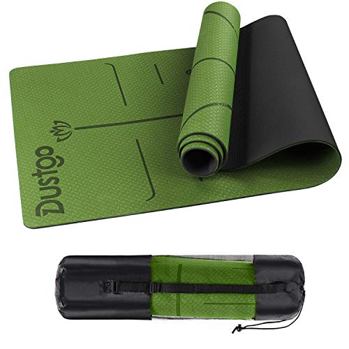 Dustgo Esterilla Yoga Antideslizante Deporte con Material ecológico TPE con líneas corporales Yoga Mat diseñado para Entrenamiento y Entrenamiento físico