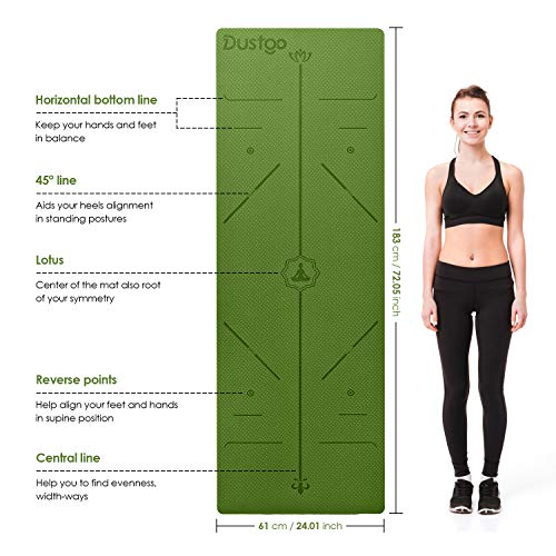 Dustgo Esterilla Yoga Antideslizante Deporte con Material ecológico TPE con líneas corporales Yoga Mat diseñado para Entrenamiento y Entrenamiento físico