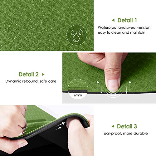 Dustgo Esterilla Yoga Antideslizante Deporte con Material ecológico TPE con líneas corporales Yoga Mat diseñado para Entrenamiento y Entrenamiento físico