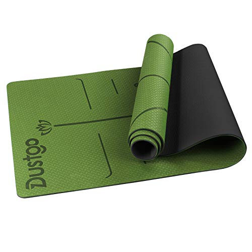 Dustgo Esterilla Yoga Antideslizante Deporte con Material ecológico TPE con líneas corporales Yoga Mat diseñado para Entrenamiento y Entrenamiento físico