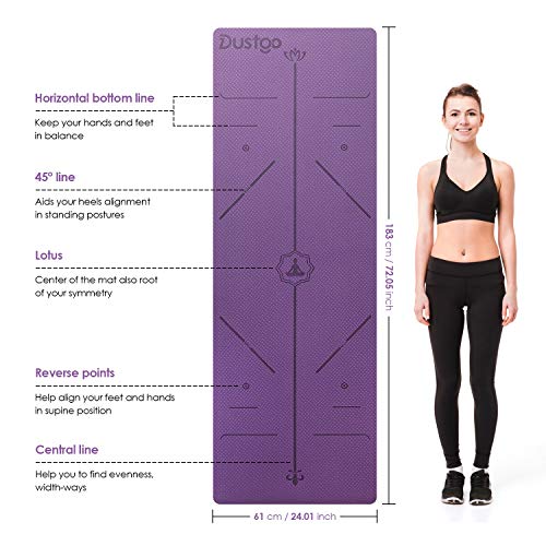 Dustgo Esterilla Yoga Antideslizante Deporte con Material ecológico TPE con líneas corporales Yoga Mat diseñado para Entrenamiento y Entrenamiento físico