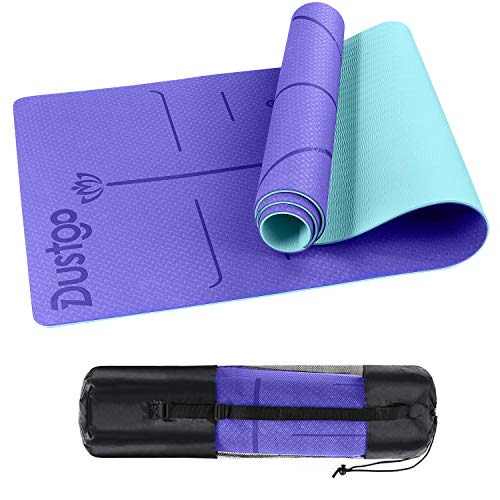 Dustgo Esterilla Yoga Antideslizante Deporte con Material ecológico TPE con líneas corporales Yoga Mat diseñado para Entrenamiento y Entrenamiento físico