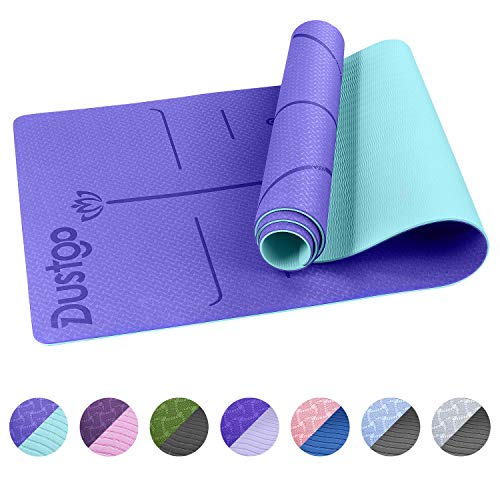 Dustgo Esterilla Yoga Antideslizante Deporte con Material ecológico TPE con líneas corporales Yoga Mat diseñado para Entrenamiento y Entrenamiento físico