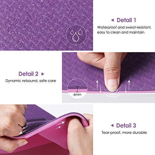 Dustgo Esterilla Yoga Antideslizante Deporte con Material ecológico TPE con líneas corporales Yoga Mat diseñado para Entrenamiento y Entrenamiento físico Dustgo Esterilla Yoga Antideslizante Deporte con Material ecológico TPE con líneas corporales Yoga Mat diseñado para Entrenamiento y Entrenamiento físico