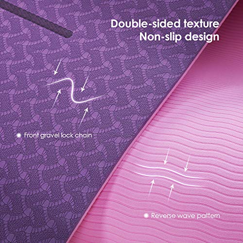 Dustgo Esterilla Yoga Antideslizante Deporte con Material ecológico TPE con líneas corporales Yoga Mat diseñado para Entrenamiento y Entrenamiento físico Dustgo Esterilla Yoga Antideslizante Deporte con Material ecológico TPE con líneas corporales Yoga Mat diseñado para Entrenamiento y Entrenamiento físico