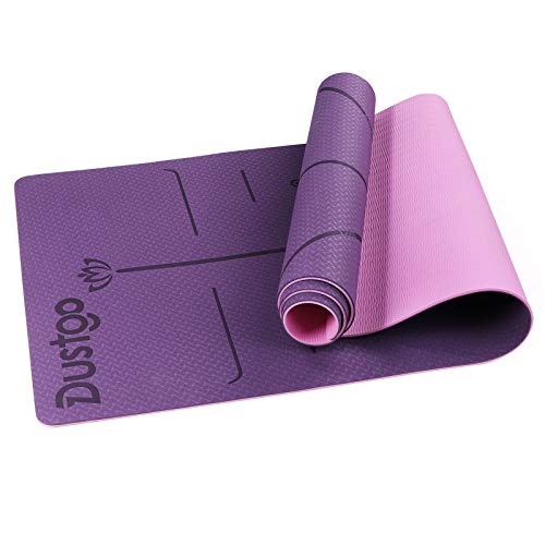 Dustgo Esterilla Yoga Antideslizante Deporte con Material ecológico TPE con líneas corporales Yoga Mat diseñado para Entrenamiento y Entrenamiento físico