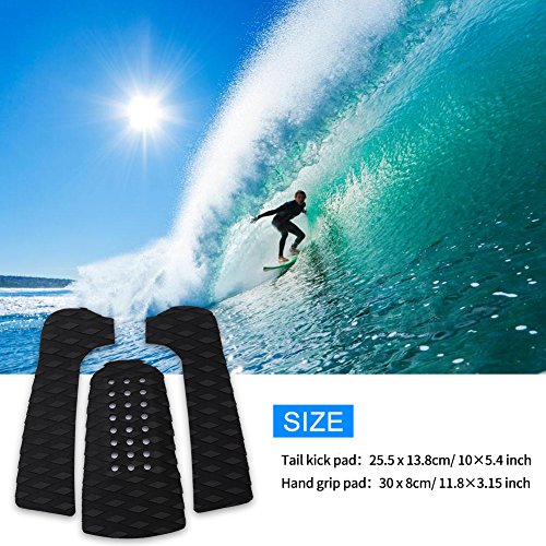 Dwawoo Plataforma de Surf, Antideslizante Cubierta de Tabla de Surf Agarre Skimboard Traction Pad Accesorios de Surf(Negro)