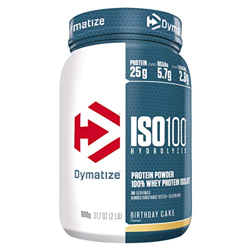 Dymatize ISO 100 Birthday Cake 900g - Hidrolizado de Proteína de Suero Whey + Aislado en Polvo