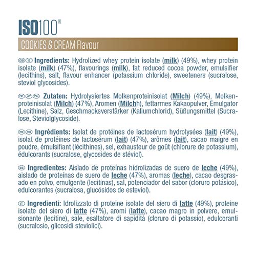 Dymatize ISO 100 Cookies&Cream 2,2kg - Hidrolizado de Proteína de Suero Whey + Aislado en Polvo