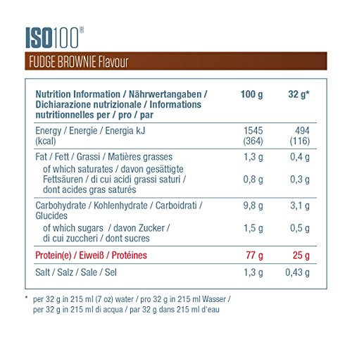 Dymatize ISO 100 Fudge Brownie 900g - Hidrolizado de Proteína de Suero Whey + Aislado en Polvo