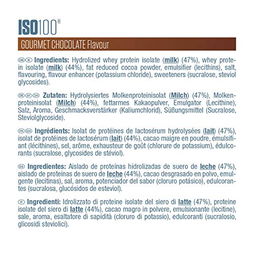 Dymatize ISO 100 Gourmet Chocolate 900g - Hidrolizado de Proteína de Suero Whey + Aislado en Polvo