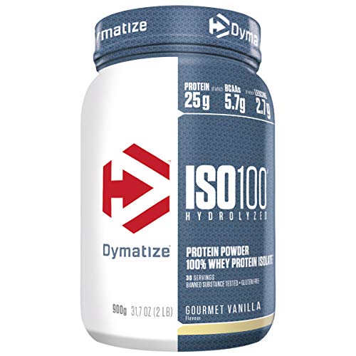 Dymatize ISO 100 Gourmet Vanilla 900g - Hidrolizado de Proteína de Suero Whey + Aislado en Polvo