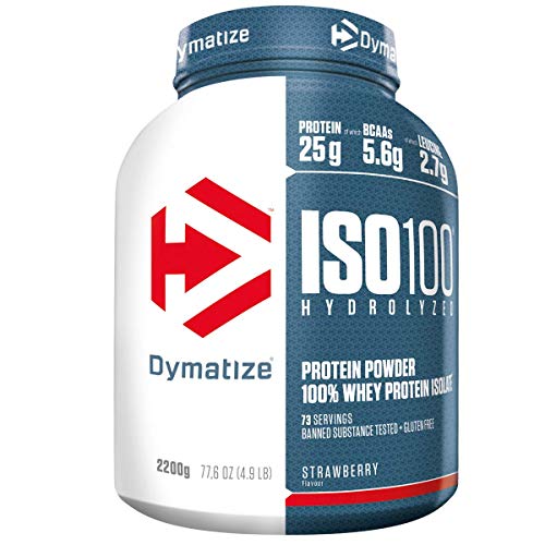 Dymatize ISO 100 Strawberry 2,2kg - Hidrolizado de Proteína de Suero Whey + Aislado en Polvo