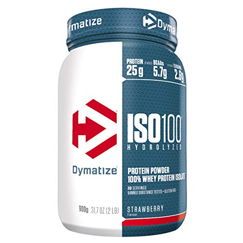 Dymatize ISO 100 Strawberry 900g - Hidrolizado de Proteína de Suero Whey + Aislado en Polvo