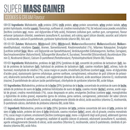 Dymatize Super Mass Gainer Cookies&Cream 2,9kg - Polvo Para Ganar Peso + Carbohidratos, BCAA y Caseína