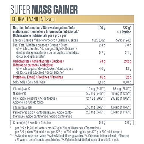 Dymatize Super Mass Gainer Gourmet Vanilla 2,9kg - Polvo Para Ganar Peso + Carbohidratos, BCAA y Caseína Dymatize Super Mass Gainer Gourmet Vanilla 2,9kg - Polvo Para Ganar Peso + Carbohidratos, BCAA y Caseína