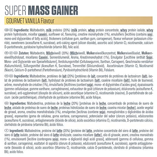 Dymatize Super Mass Gainer Gourmet Vanilla 2,9kg - Polvo Para Ganar Peso + Carbohidratos, BCAA y Caseína