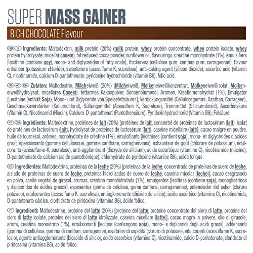 Dymatize Super Mass Gainer Rich Chocolate 2,9kg - Polvo Para Ganar Peso + Carbohidratos, BCAA y Caseína