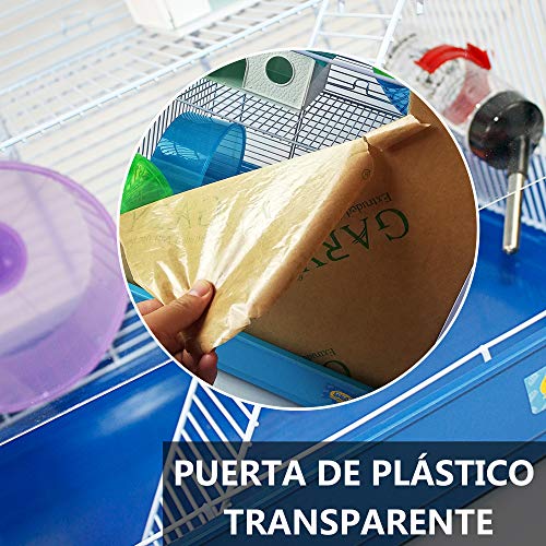 DZL® Jaula para Hamster(39.5X29.5X38CM) Color Azul/Purpura/Rojo se Entrega al Azar,Aviso Importante: el metacrilato Lleva un Protector de Papel Que se Quita!