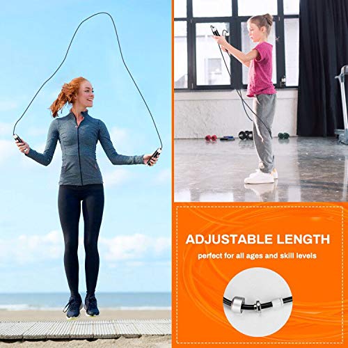 E-More - Cuerda de saltar para hacer ejercicio, fitness, saltar con mango antideslizante, cuerda ajustable y rodamientos de bolas rápidos, ejercicios de quema de grasa, longitud ajustable E-More - Cuerda de saltar para hacer ejercicio, fitness, saltar con mango antideslizante, cuerda ajustable y rodamientos de bolas rápidos, ejercicios de quema de grasa, longitud ajustable