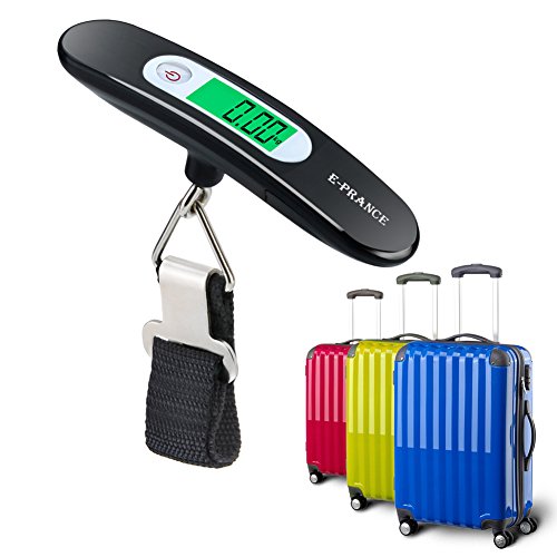 E-PRANCE Balanza Ergonómica LCD Báscula/Báscula Pesca Digital 50g/50Kg 0.1lb/110lb para Maletas Equipaje de Viaje Báscula Negra E-PRANCE Balanza Ergonómica LCD Báscula/Báscula Pesca Digital 50g/50Kg 0.1lb/110lb para Maletas Equipaje de Viaje Báscula Negra
