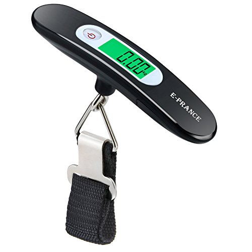 E-PRANCE Balanza Ergonómica LCD Báscula/Báscula Pesca Digital 50g/50Kg 0.1lb/110lb para Maletas Equipaje de Viaje Báscula Negra E-PRANCE Balanza Ergonómica LCD Báscula/Báscula Pesca Digital 50g/50Kg 0.1lb/110lb para Maletas Equipaje de Viaje Báscula Negra