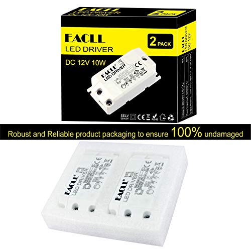 EACLL Transformador LED AC 240V a DC 12V 850mA 10W, Para drive de Menos de 10W MR11 G4 MR16 GU5.3 Bombillas LED y Tiras de Luz LED, Adaptador de Lámpara LED Controlador Alimentación, 2 Pack EACLL Transformador LED AC 240V a DC 12V 850mA 10W, Para drive de Menos de 10W MR11 G4 MR16 GU5.3 Bombillas LED y Tiras de Luz LED, Adaptador de Lámpara LED Controlador Alimentación, 2 Pack
