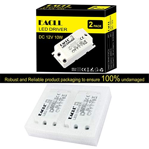 EACLL Transformador LED AC 240V a DC 12V 850mA 10W, Para drive de Menos de 10W MR11 G4 MR16 GU5.3 Bombillas LED y Tiras de Luz LED, Adaptador de Lámpara LED Controlador Alimentación, 2 Pack