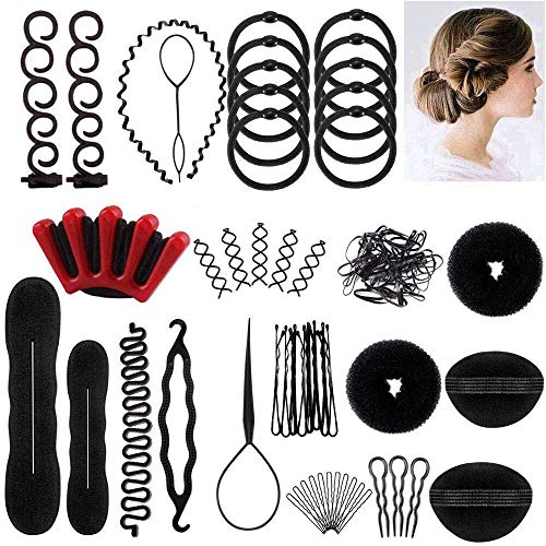 Ealicere 25pcs Accesorios de Peinado, Herramientas Accesorios Hacedor Braid Cabello Trenzado Peinado Clip Herramientas para Diseño de Espuma para Niñas Mujeres con pelo DIY