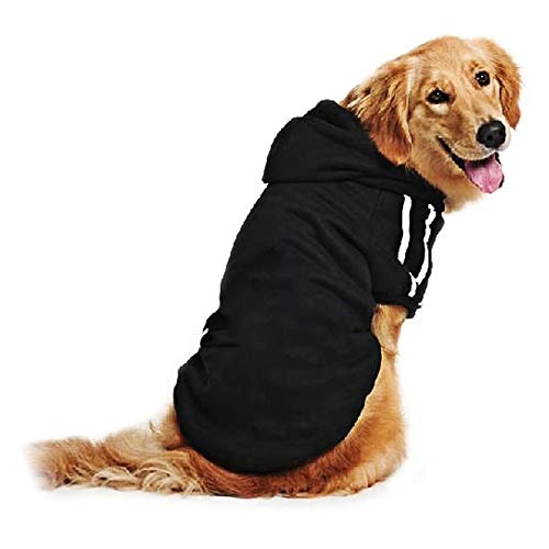 Eastlion Ropa Perro Grande,Cálido Sudadera con Capucha para Perros Algodón Suéter Chaqueta Abrigo Costume Pullover para Mascota Perro Gato (Negro,9XL)